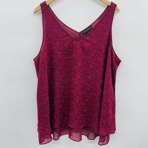 Lane Bryant Womens Plus Size 20 Swing Floral Double-Layer Chiffon Tank Top 1290